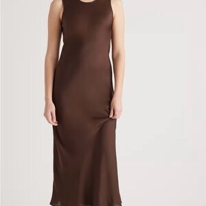 Quince Chocolate Brown Midi Dress